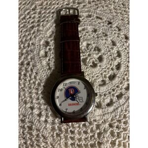 Vintage Bulova Men's Broncos Football Watch Leather band Not Tested